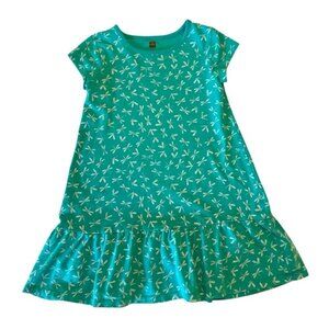 Tea Collection | Little Girl Green & White Dragon Fly Print Dress Size 6